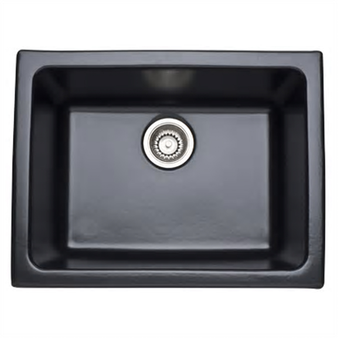 Allia 24x18-1/2x11" Fireclay Single Bowl Kitchen Sink Black