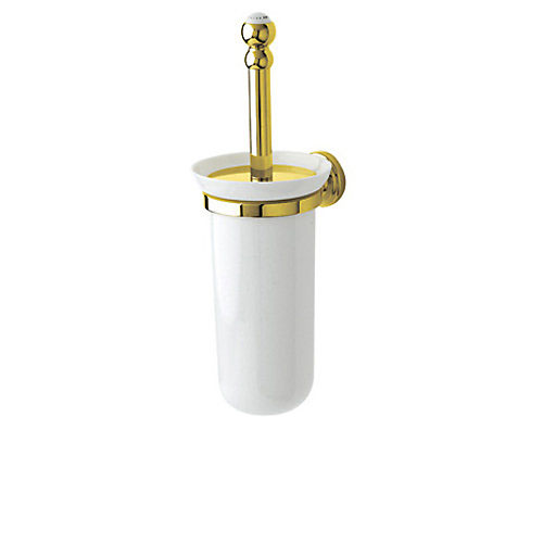 Perrin & Rowe Wall Mount Toilet Brush & Holder in Gold