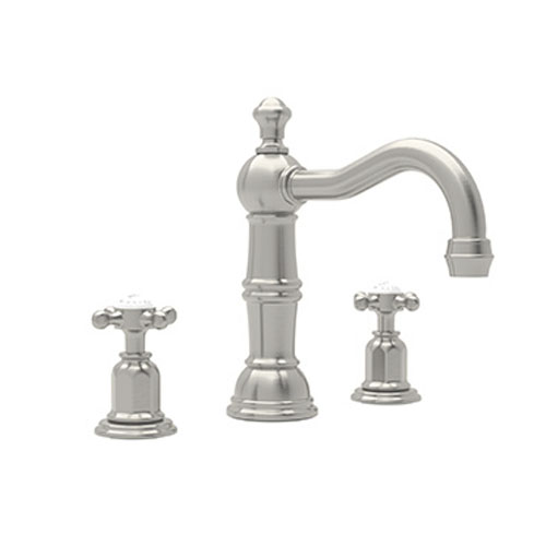 Perrin & Rowe Pair of  Eccentric Deck Unions for Bridge Faucets Inca Brass
