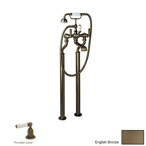 Perrin & Rowe Edwardian Floor Mounted Tub Faucet Plus Hand Shower In English Bronze