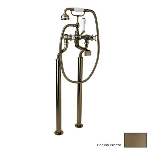 Perrin & Rowe Edwardian Floor Mounted Tub Faucet Plus Hand Shower In English Bronze