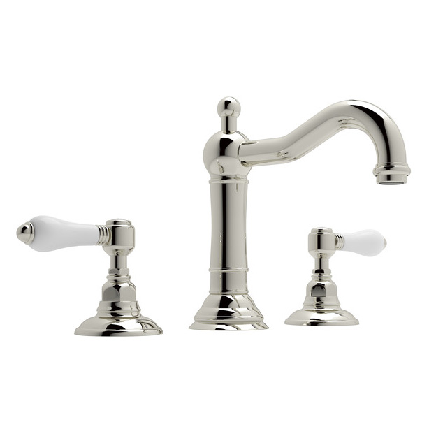 Acqui Widespread Lav Fct in Pol Nickel w/Porcelain Levers