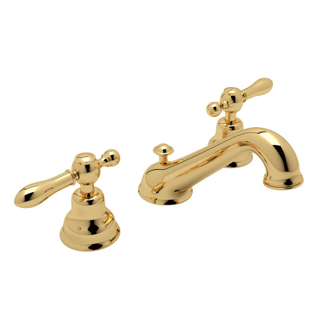 Arcana Widespread Lavatory Faucet in Inca Brass w/Classic Metal Lever
