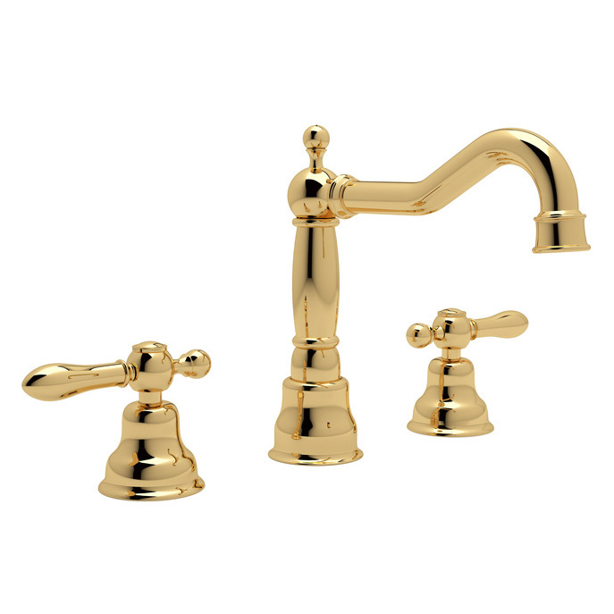 Arcana Widespread Lavatory Faucet in Inca Brass w/Classic Metal Lever