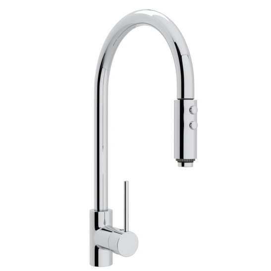 Modern Side Lever Pull-Down Kitchen Faucet in Polished Chrome