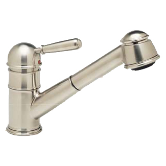 Country Pull-Out Kitchen Faucet in Polished Nickel w/Metal Lever