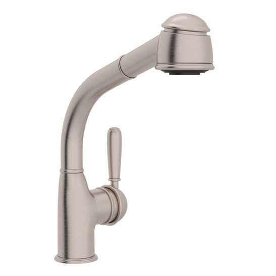 Country Kitchen Single Handle Pull-Out Spray Bar Faucet Satin Nickel