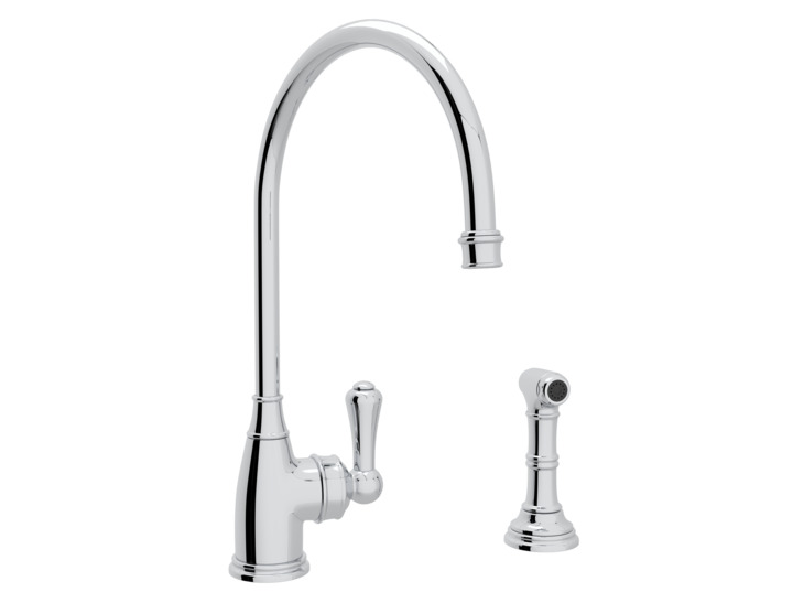 Single Hole Kitchen Faucet in Polished Chrome
