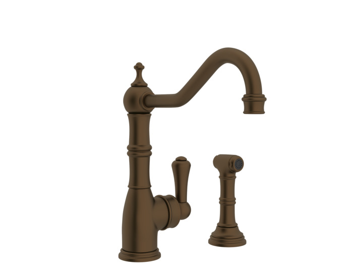 Perrin & Rowe Single Hole Faucet w/Side Spray in English Bronze