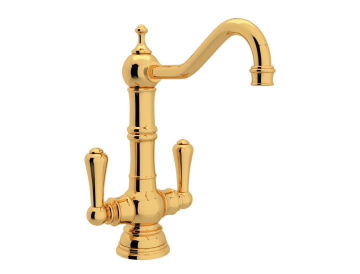 Perrin & Rowe Single Hole w/2 Levers Bar Faucet in English Gold