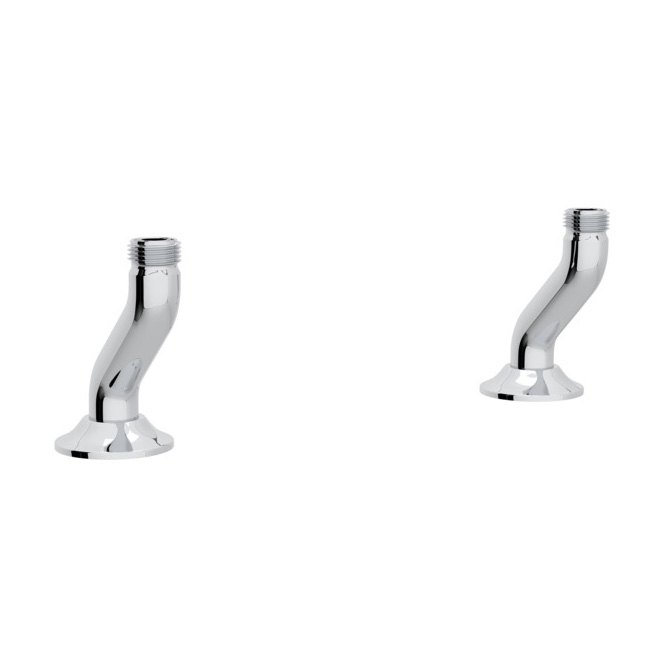 Perrin & Rowe Pair of  Eccentric Deck Unions for Bridge Faucets Polished Chrome