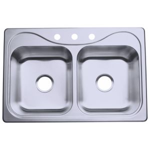 Southhaven 33x22x6-1/2" Stainless Steel Double Bowl Sink 3HL