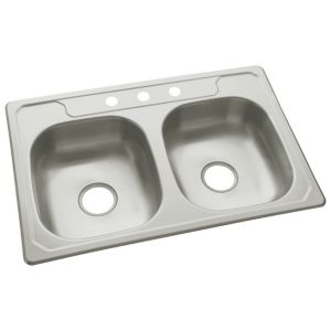 Middleton 33x22x6" Stainless Steel Double Bowl Sink 3 Holes
