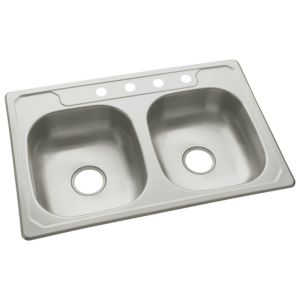 Middleton 33x22x6" Stainless Steel Double Bowl Sink 4 Holes