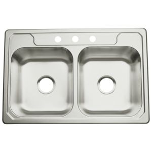 Middleton 33x22x8" Stainless Steel Double Bowl Sink 3 Holes