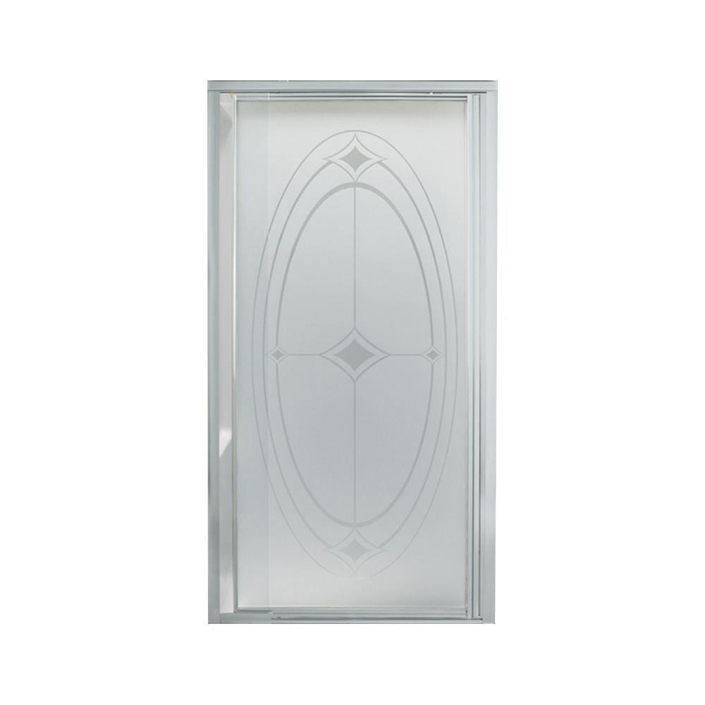 Vista Pivot II 36x65-1/2" Shower Door in Silver & Ellipse