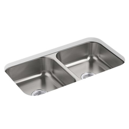 McAllister 31-15/16x18-1/8x5-15/16" SS Double Bowl Sink