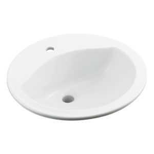 Modesto 19" D Shaped Drop In Bathroom Sink in White
