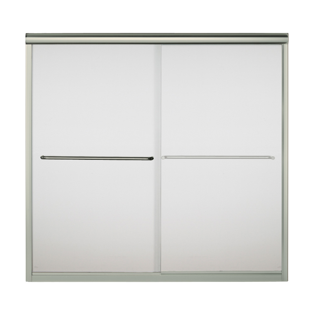 Finesse 59-5/8x57-3/4" Bath Door in Nickel & Frosted Glass