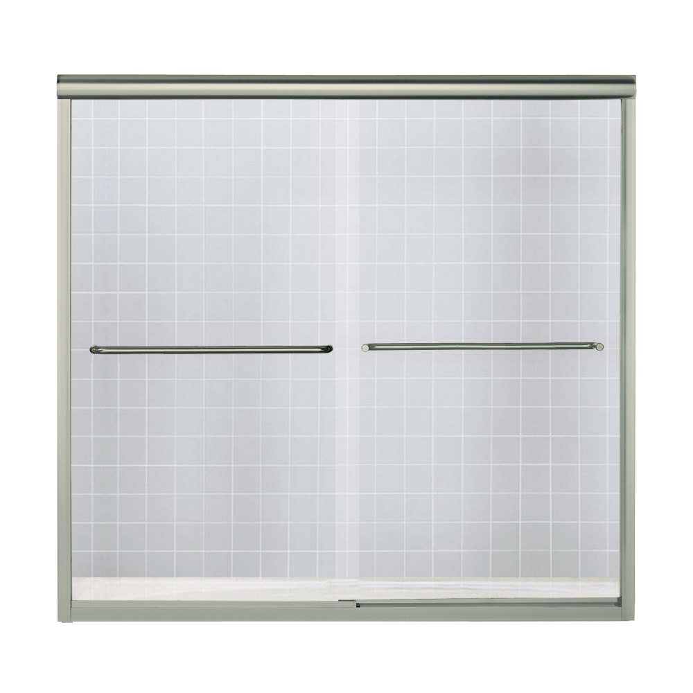 Finesse 59-5/8x57-3/4" Bath Door in Nickel & Clear Glass