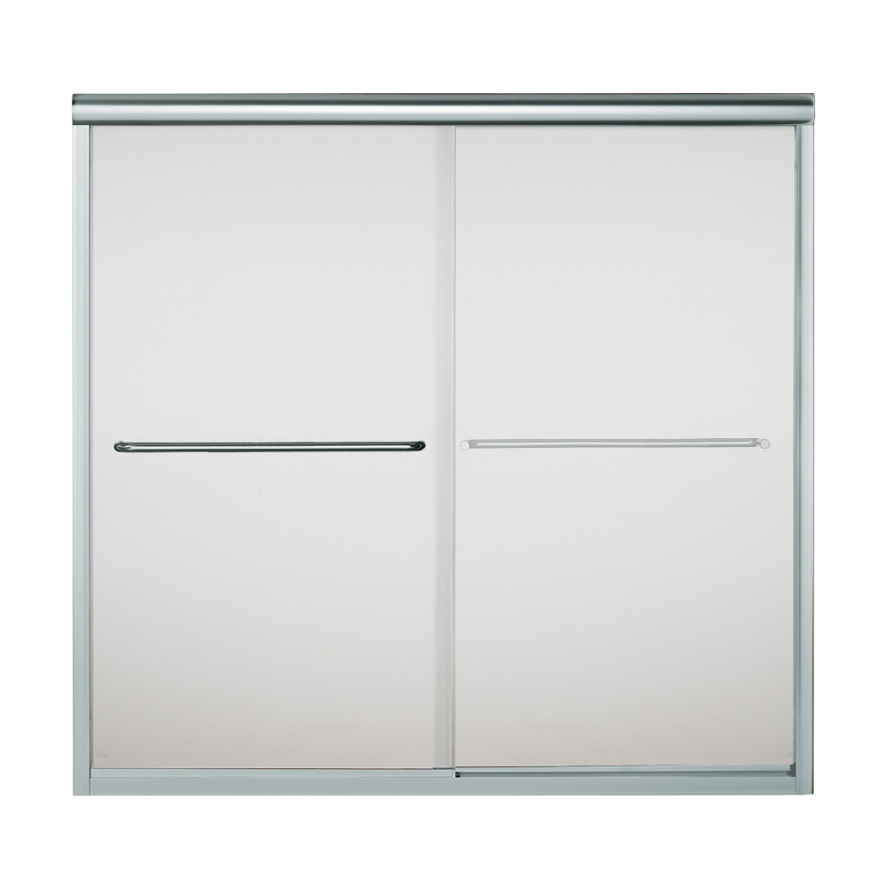 Finesse 59-5/8x57-3/4" Bath Door in Silver & Frosted Glass