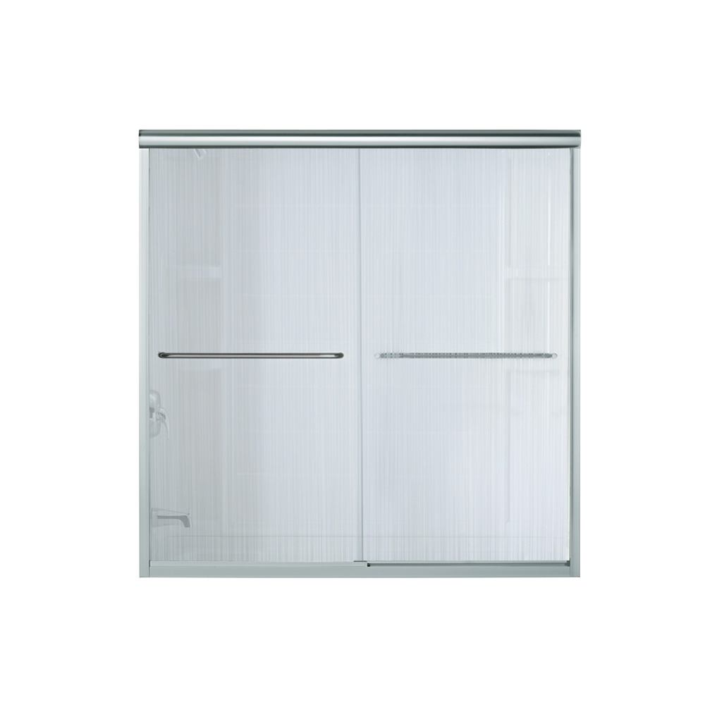 Finesse 59-5/8x57-3/4" Bath Door in Silver & Grafite Glass