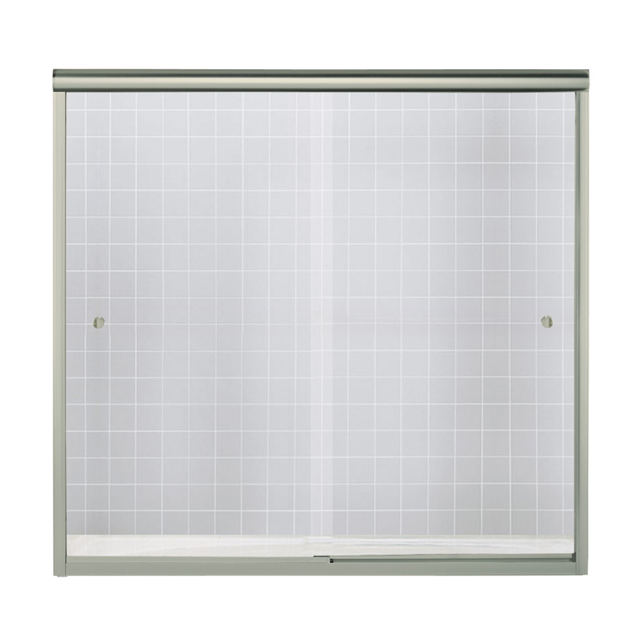 Finesse 59-5/8x57-3/4" Bath Door in Nickel & Clear Glass