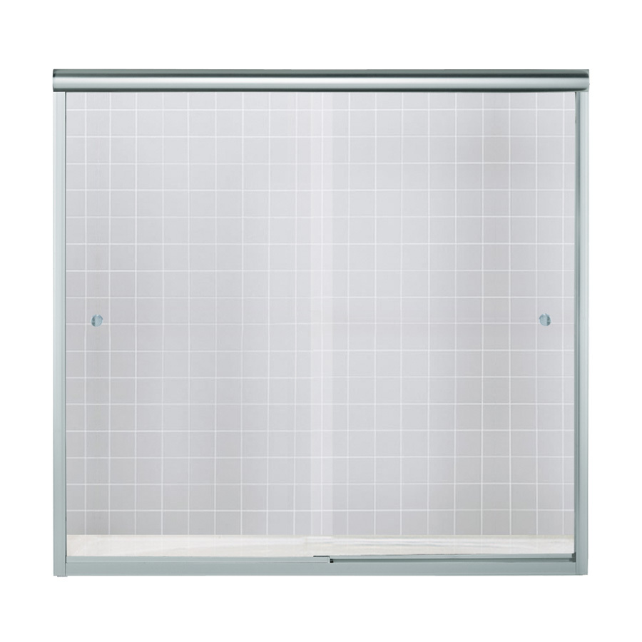 Finesse 59-5/8x57-3/4" Bath Door in Silver & Clear Glass
