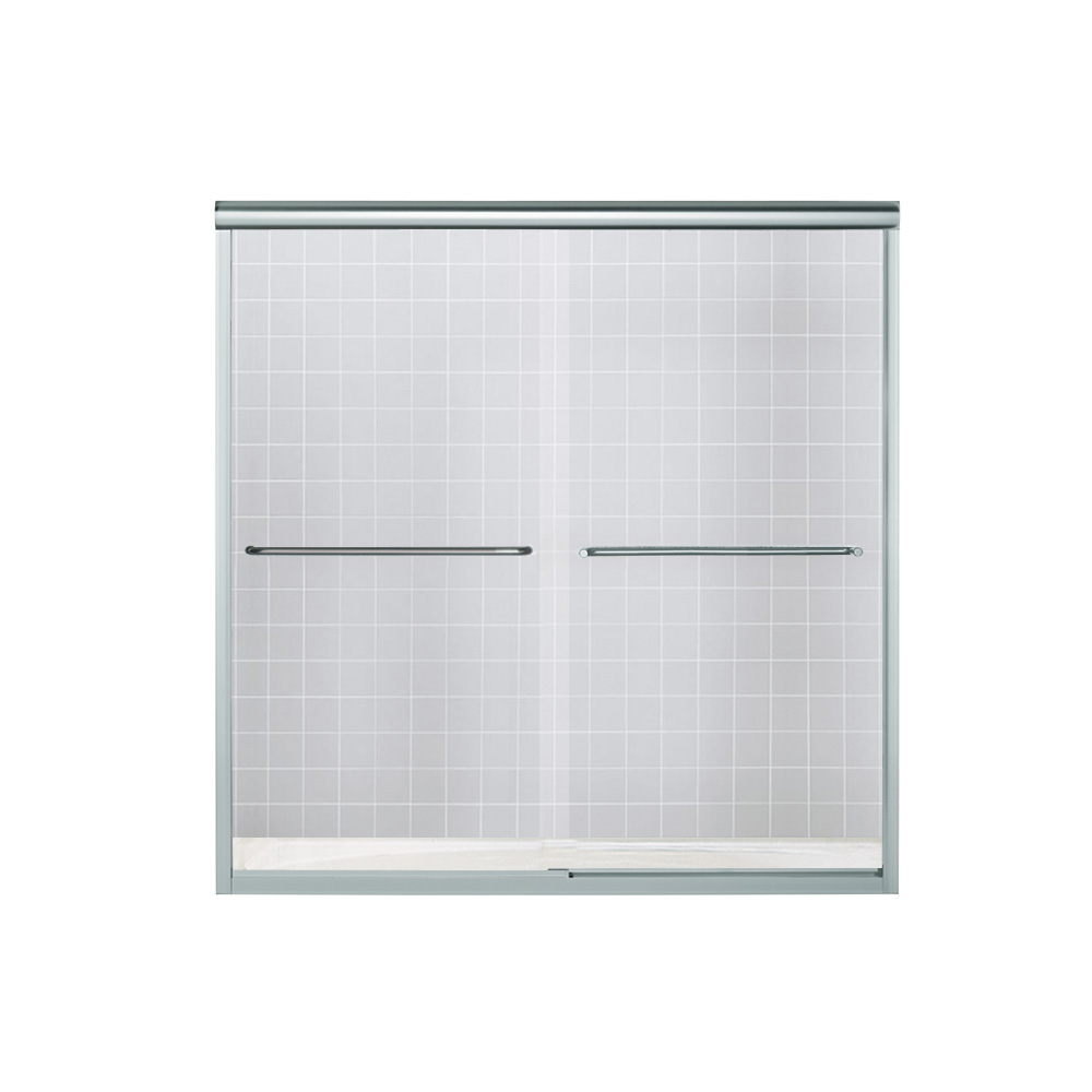 Finesse 57x55-3/16" Bath Door in Silver & Clear Glass