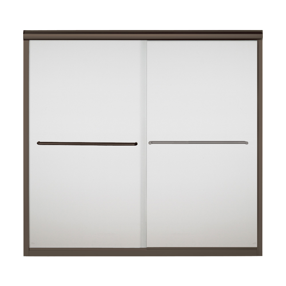 Finesse 59-5/8x55-3/16" Bath Door in Bronze & Frosted Glass