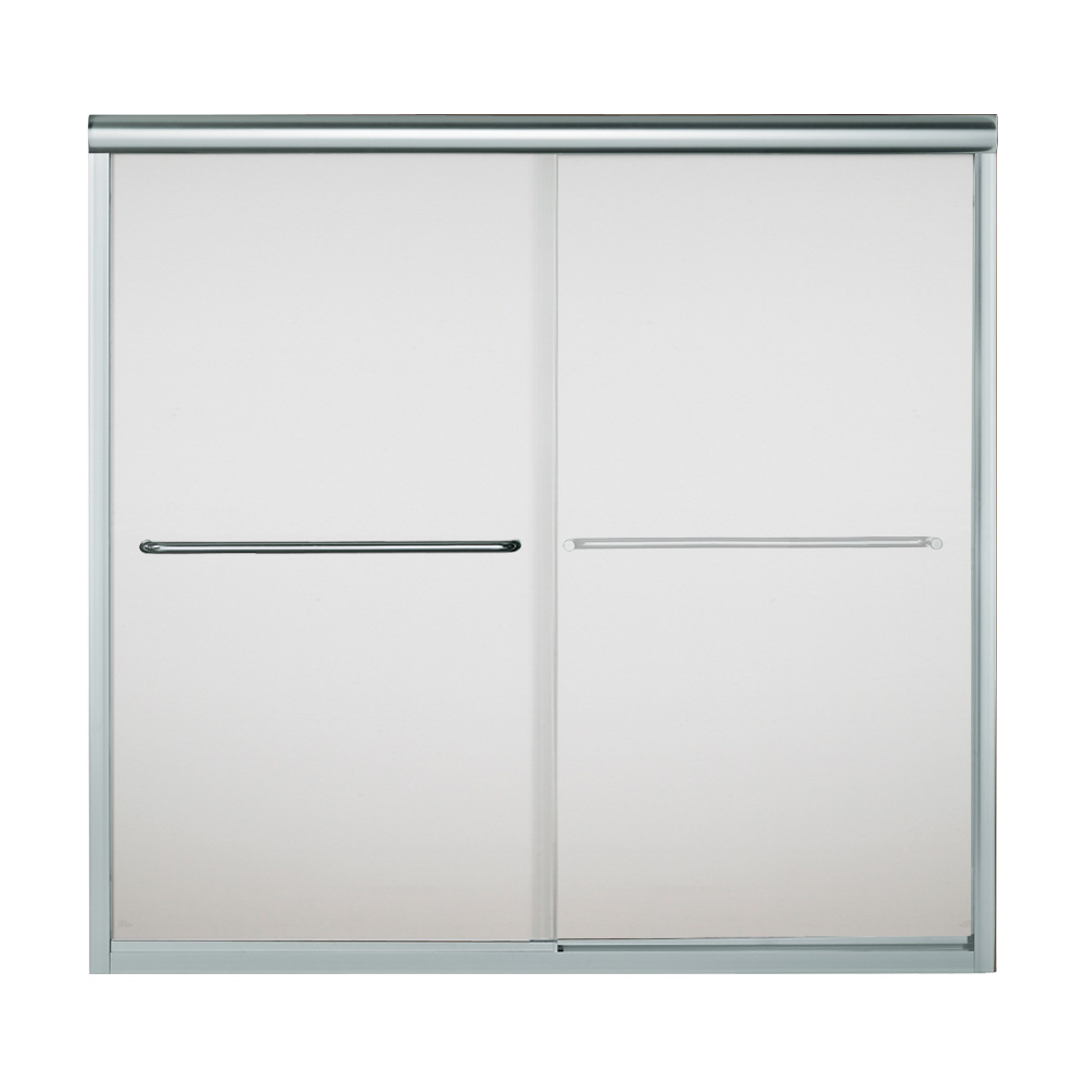 Finesse 59-5/8x55-3/16" Bath Door in Silver & Frosted Glass