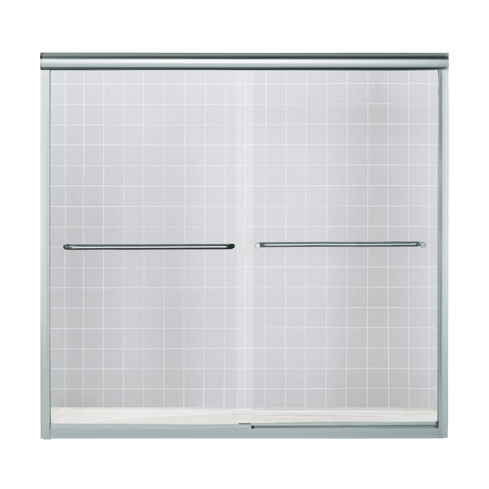 Finesse 59-5/8x55-3/16" Bath Door in Silver & Clear Glass
