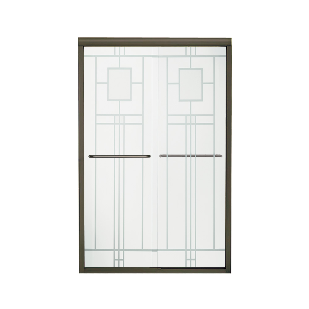 Finesse 47-5/8x70-1/16" Shower Door, Bronze & Oak Park Glass