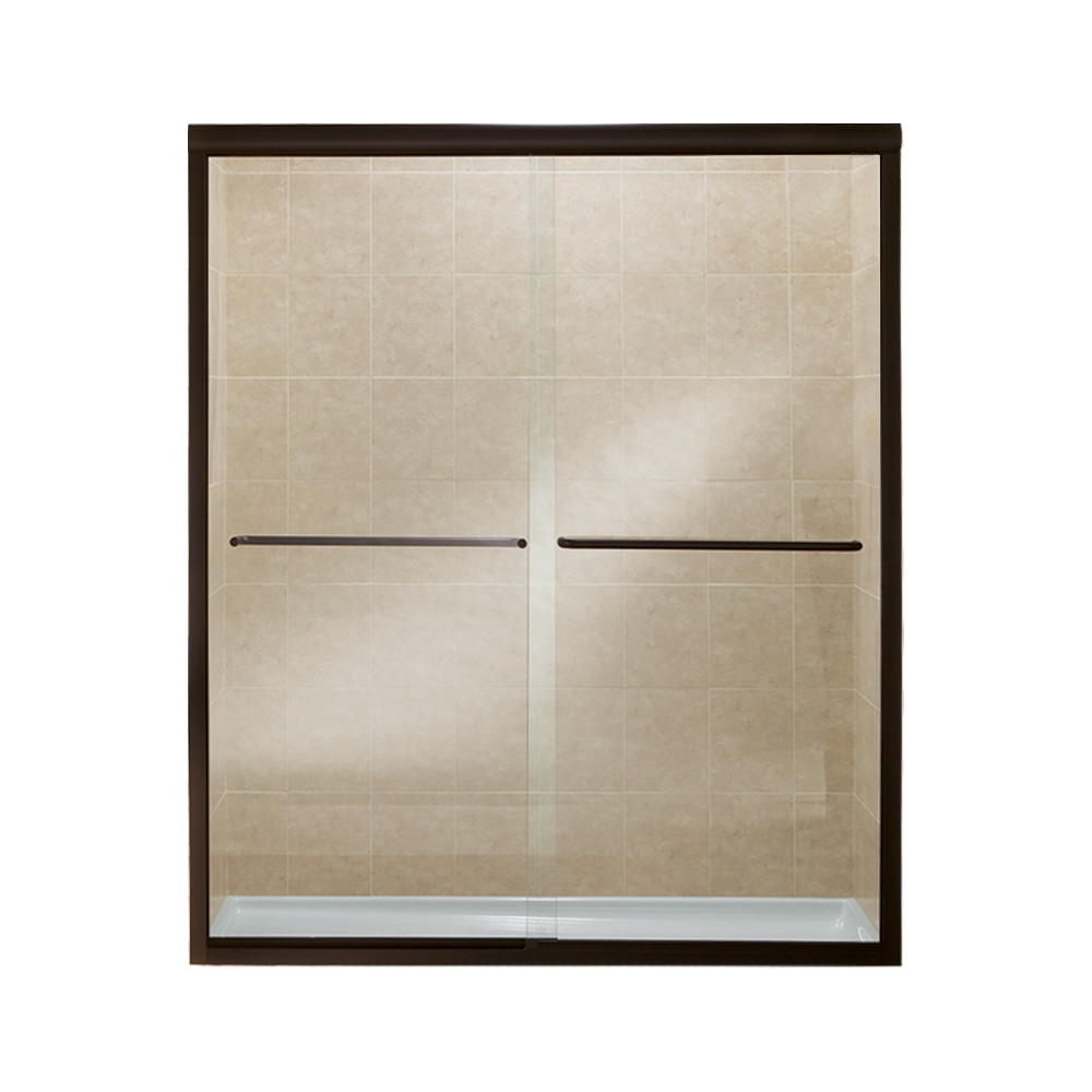 Finesse 59-5/8x70-1/16" Shower Door in Bronze & Clear Glass