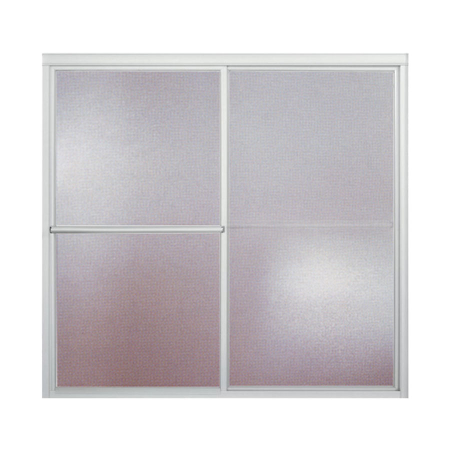 Deluxe 59-3/8x56-1/4" Bath Door in Silver & Pebbled Glass