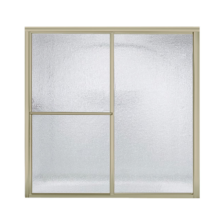 Deluxe 59-3/8x56-1/4" Bath Door in Nickel & Rain Glass