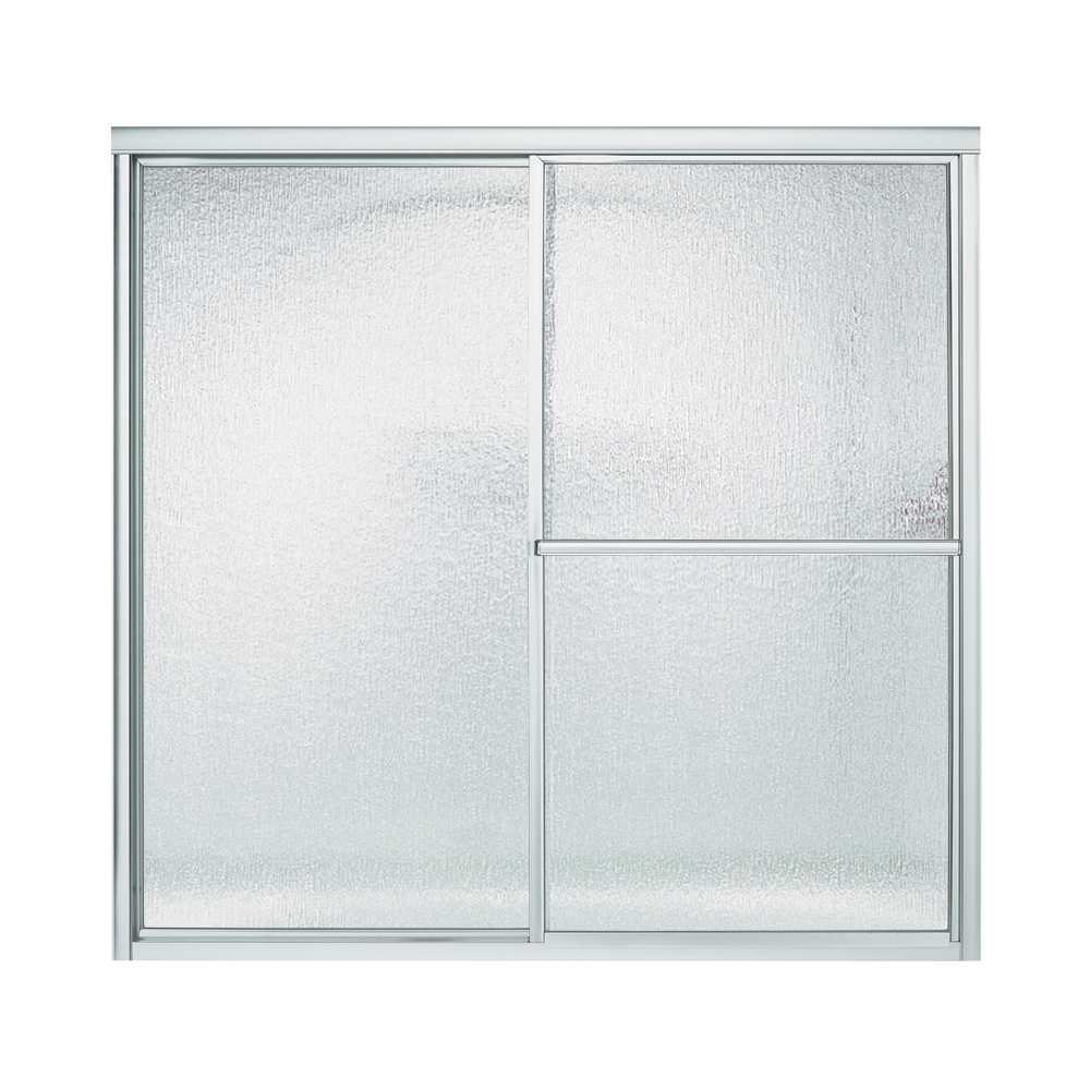 Deluxe 59-3/8x56-1/4" Bath Door in Silver & Rain Glass