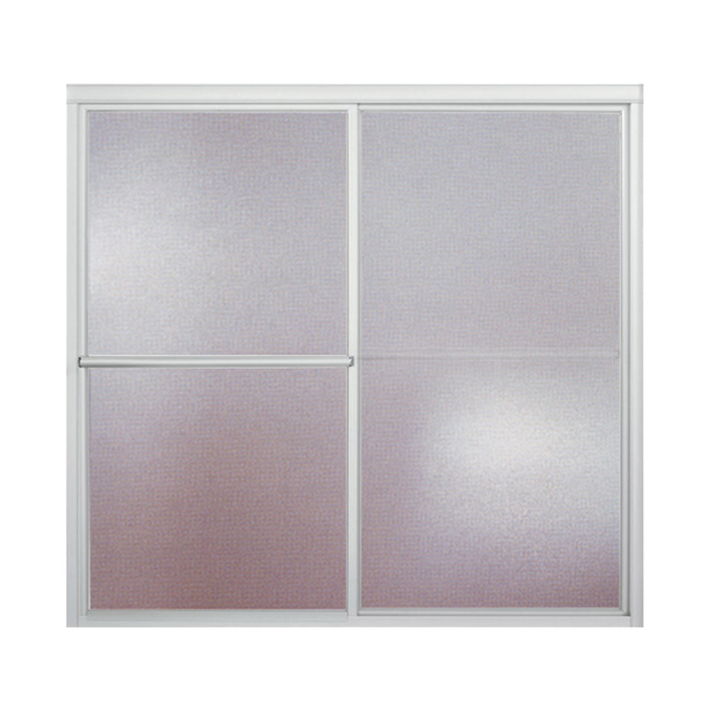 Deluxe 56-1/4x55-1/4" Bath Door in Silver & Pebbled Glass