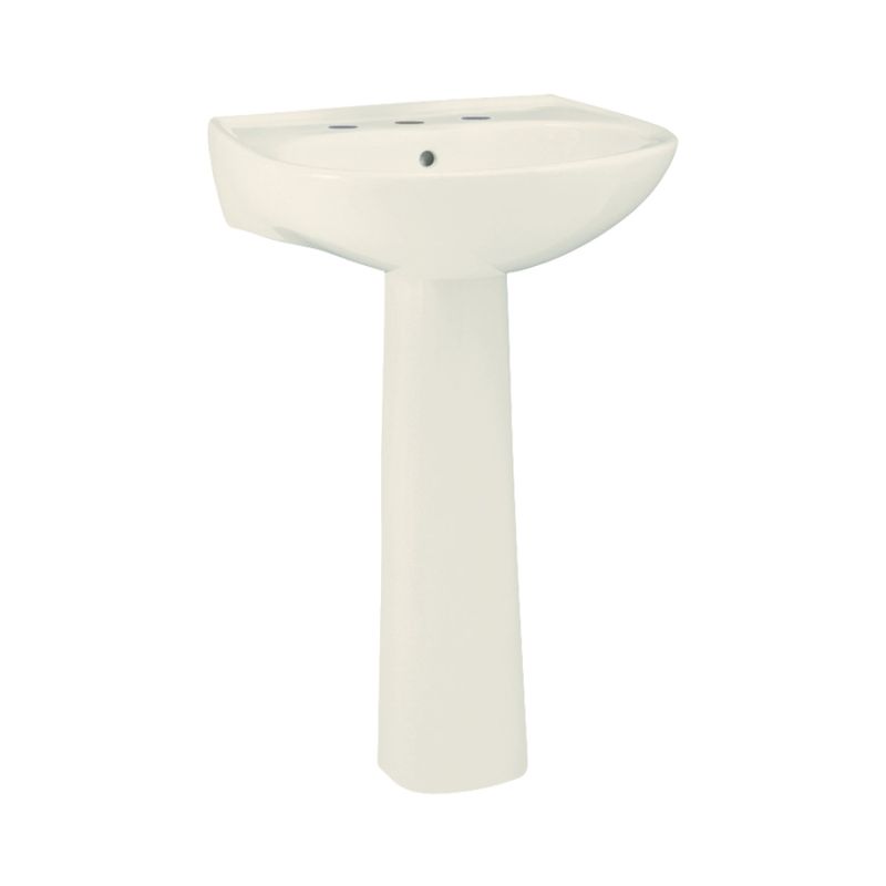 Sacramento Pedestal Sink & Base in Biscuit w/8" Faucet Centers