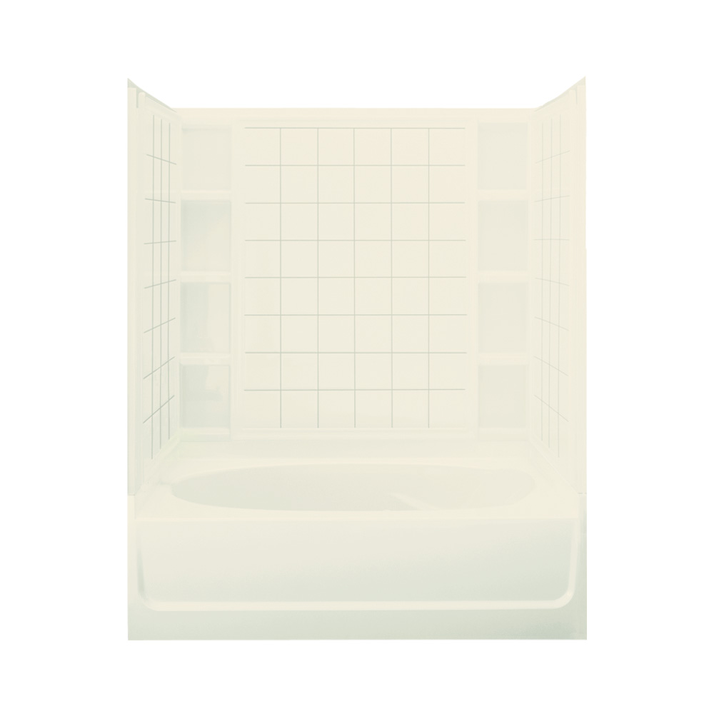 Sterling Ensemble Tile Tub & Shower 60x42x74-1/4" Biscuit Right Drain