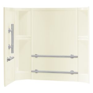 Accord Wall Set 60x30x74-1/4" Biscuit With Grab Bars