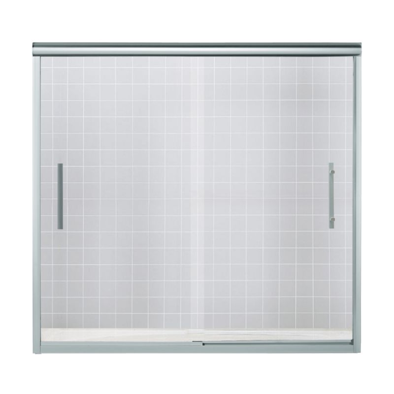Finesse 59-5/8x55-1/2" Bath Door in Silver & Clear Glass