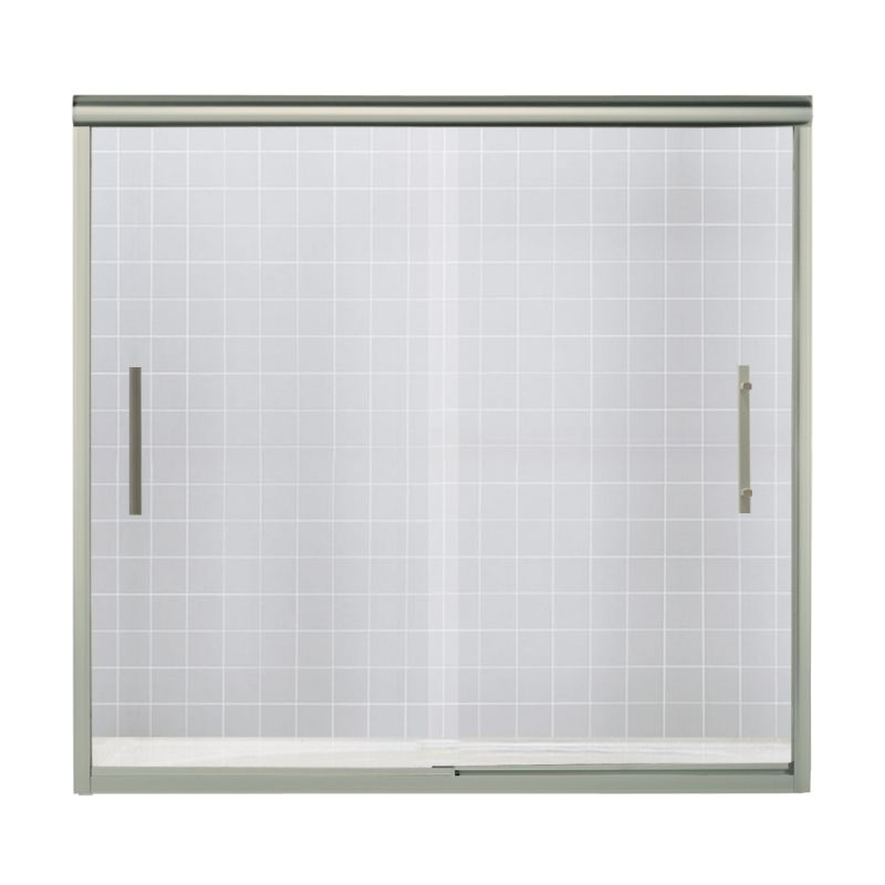Finesse 59-5/8x55-1/2" Bath Door in Nickel & Clear Glass