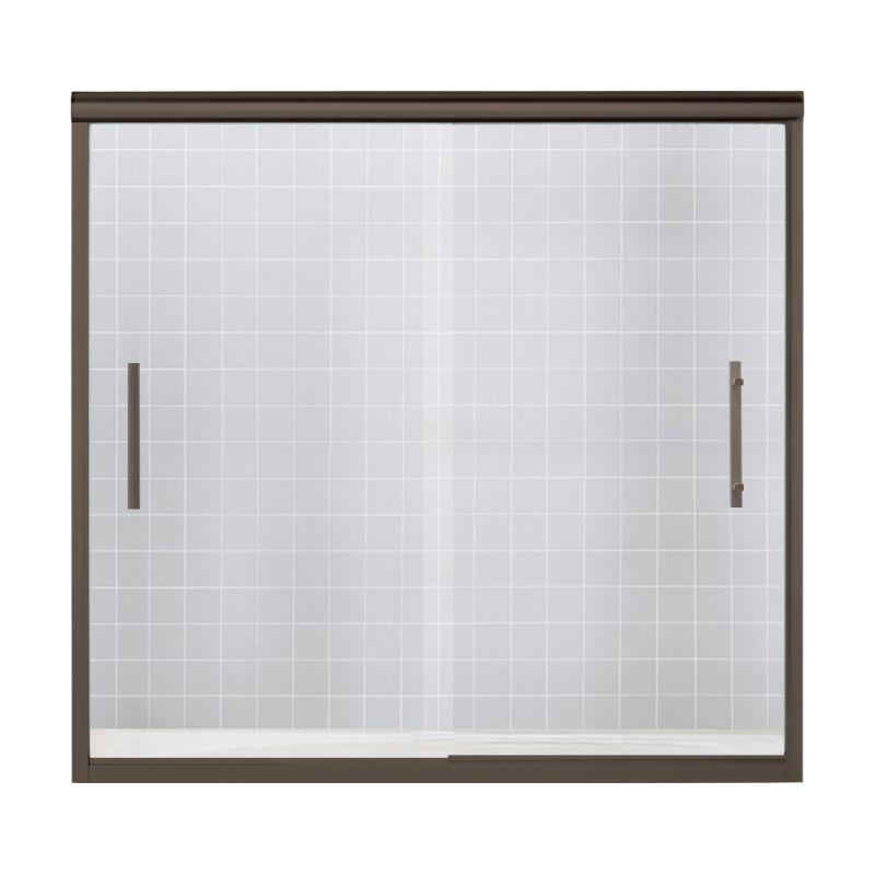 Finesse 59-5/8x55-1/2" Bath Door in Bronze & Clear Glass
