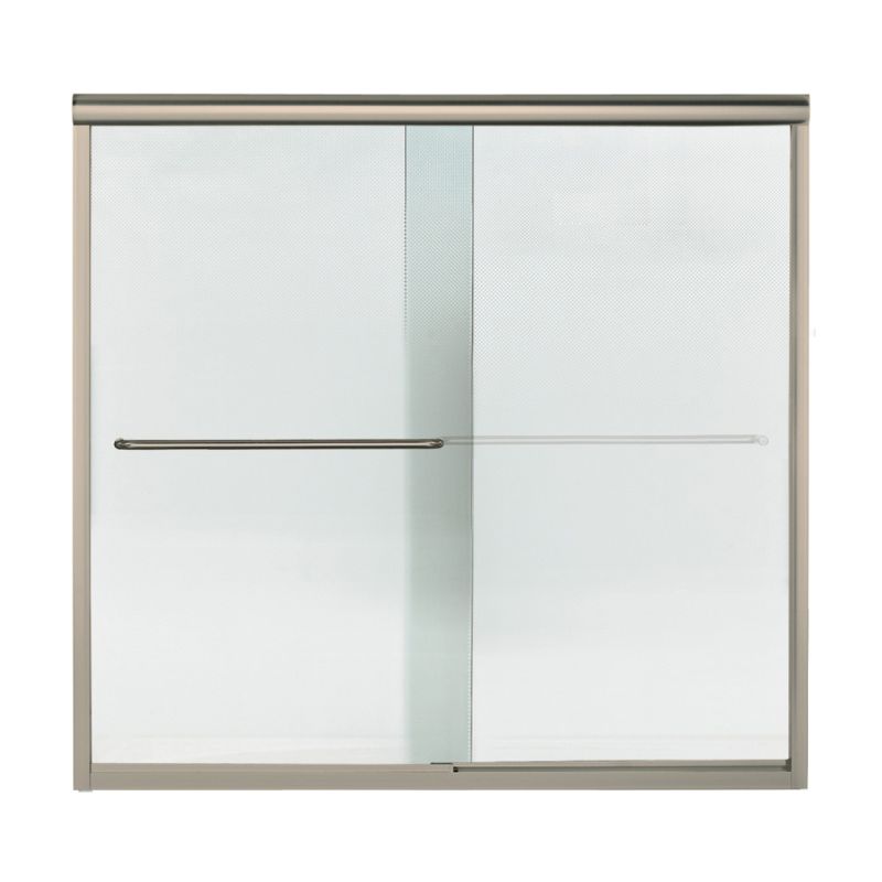 Finesse 59-1/4x55-3/4" Bath Door in Nickel & Lake Mist Glass