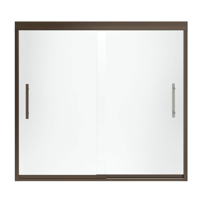 Finesse 59-5/8x55-1/2" Bath Door in Bronze & Frosted Glass
