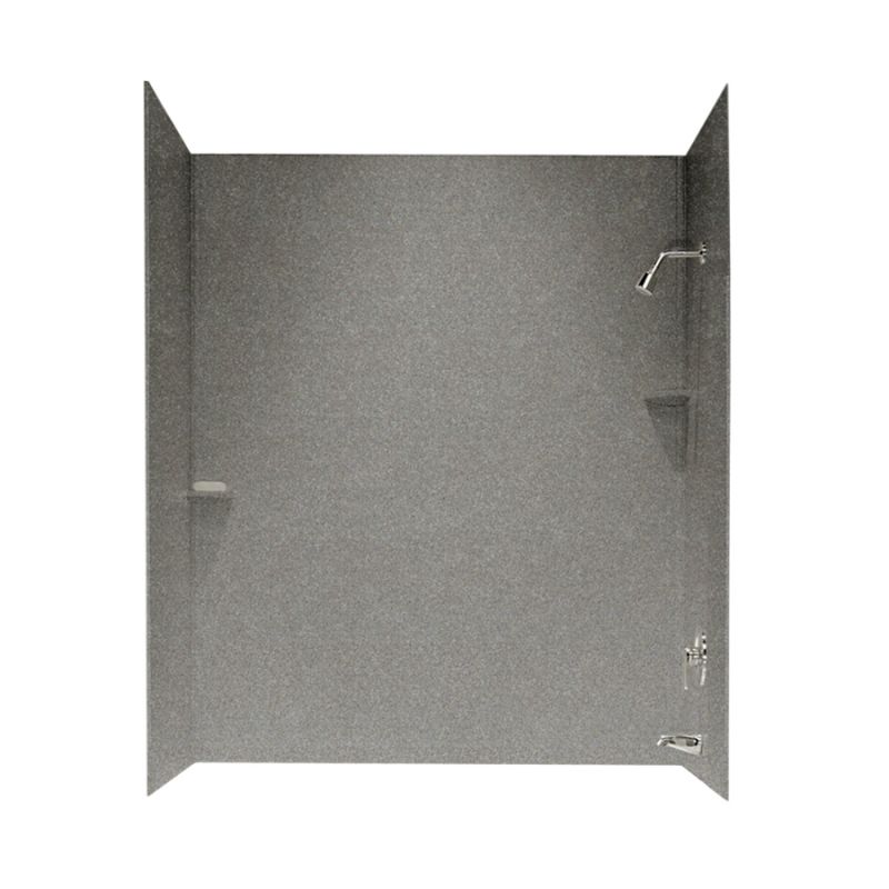 Smooth 3-Panel Tub Wall Kit 60x30x60" in Gray Granite