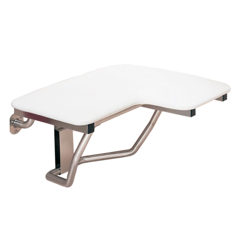 Barrier-Free Folding Shower Seat Right Side Mount in White 
