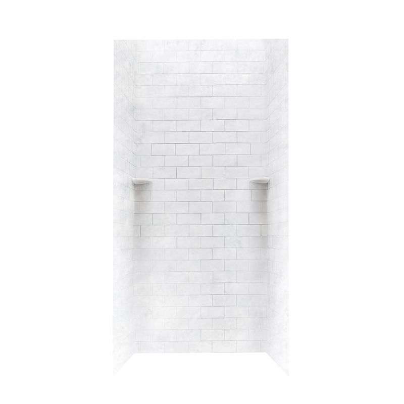 Classic Subway Tile Shower Wall Kit 36x36x96" in Ice