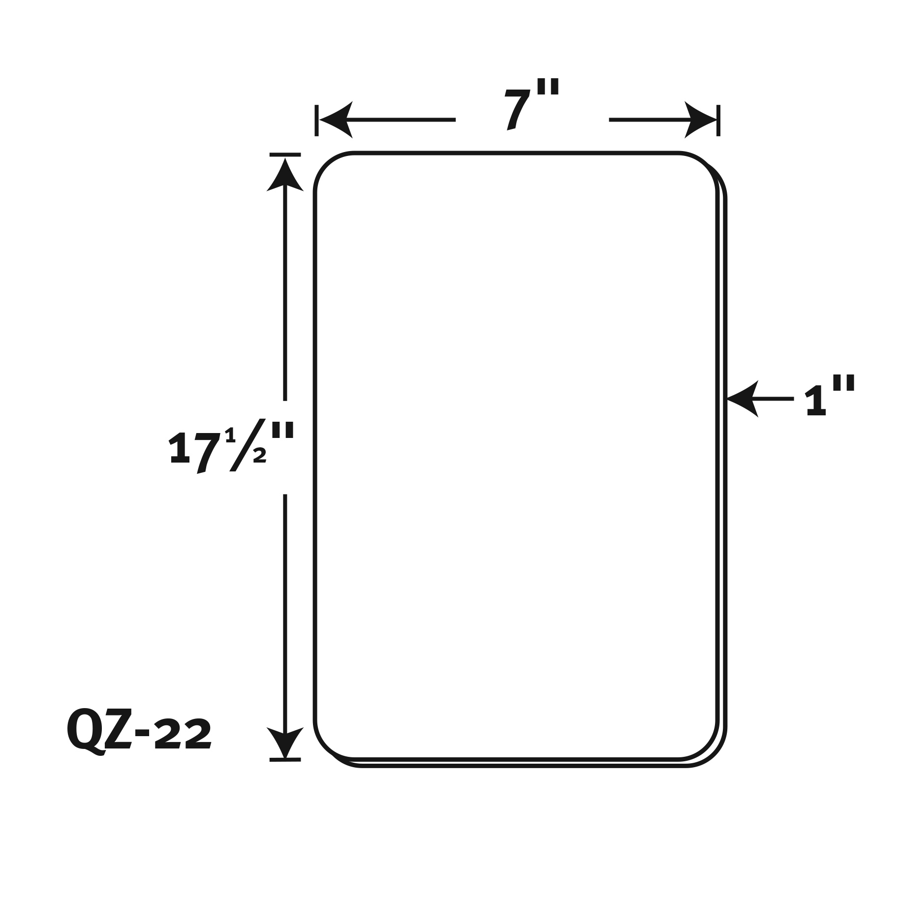 Cutting Board 7x17-1/2x1" in Black